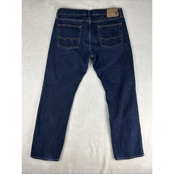 American Eagle Jeans Mens 34 X 32 Original Straight Dark Blue Denim Western - Picture 8 of 8